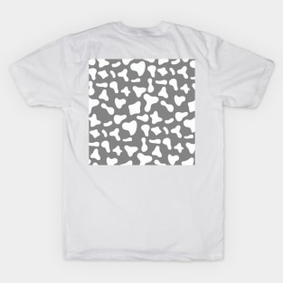 White Dairy Cow Print Pattern on Grey Background T-Shirt